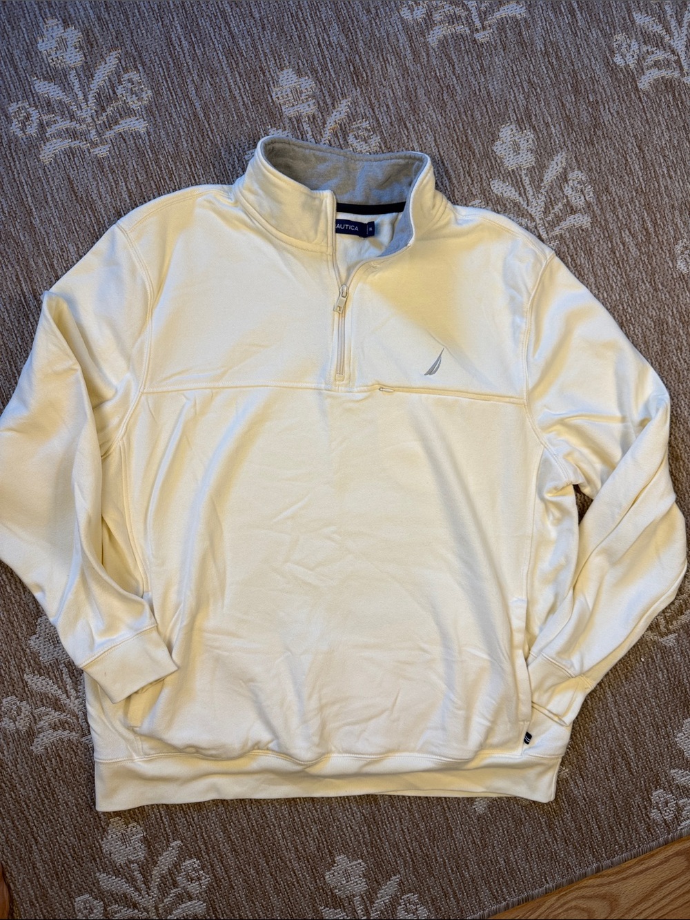 Nautica Men’s Cream Half-Zip Pullover Sweatshirt